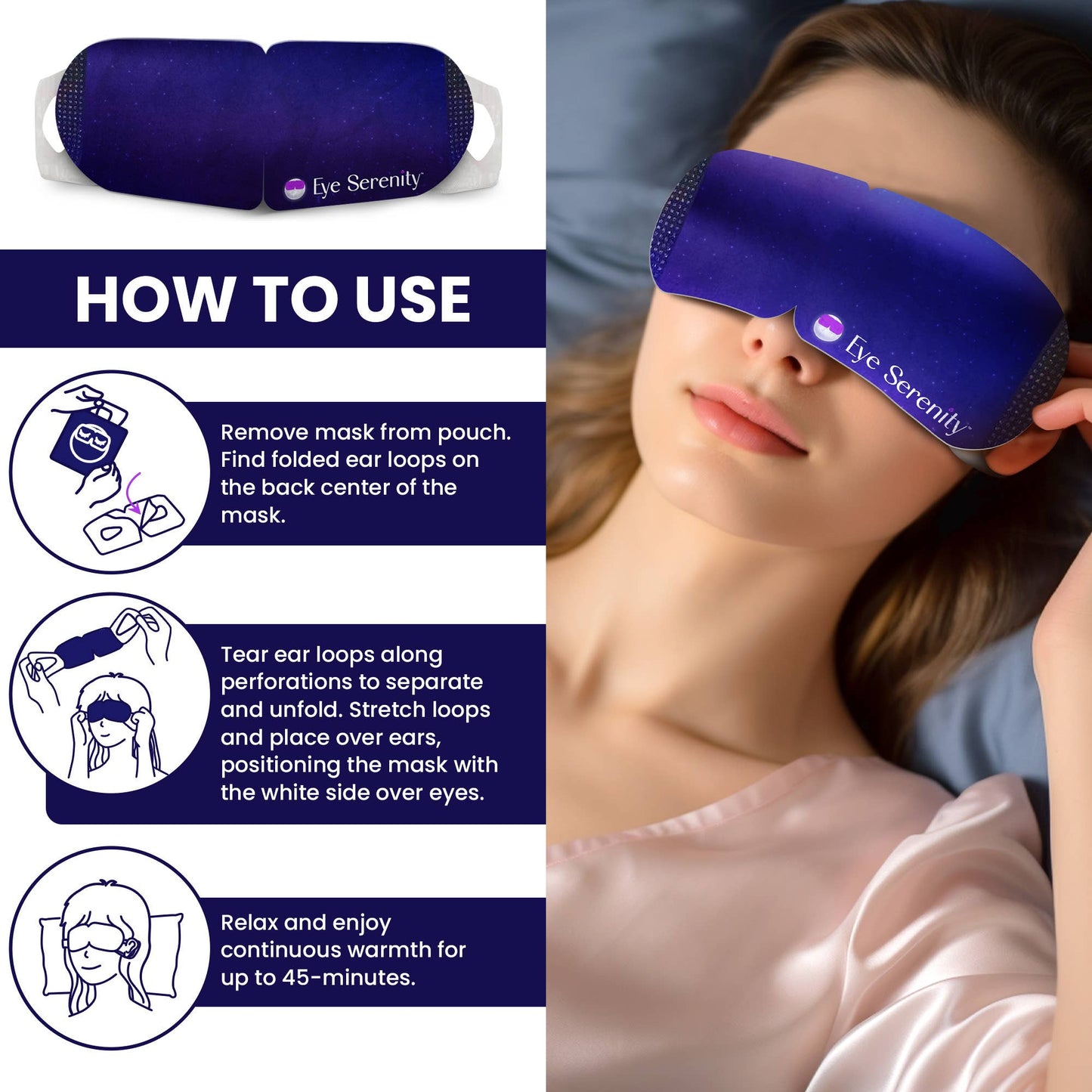 Self-Heating Steam Eye Mask for Eye Strain, Sleep, Dry Eye - Spa Noir